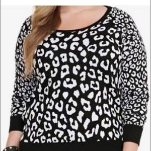 Torrid cheetah print off shoulder sweater